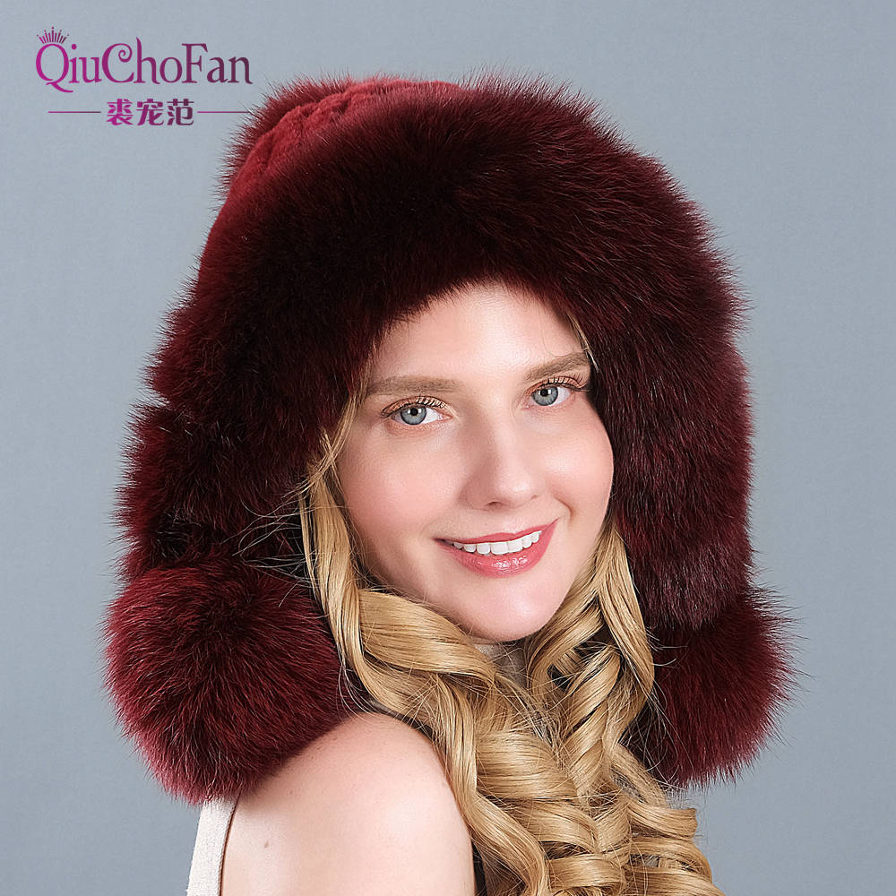 Knitted Real Fur Beanies Hats