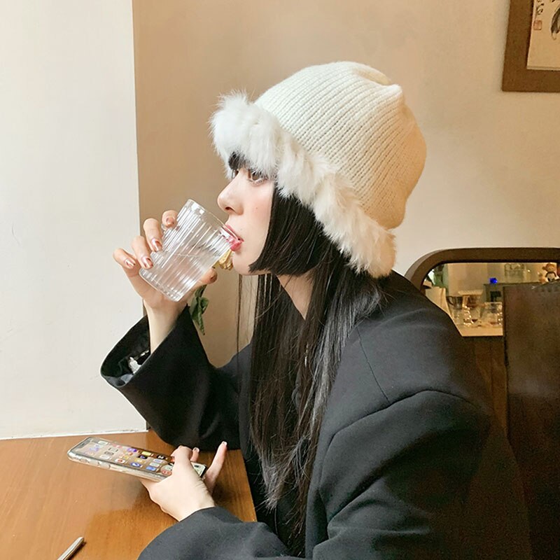 New Solid color Real Rex Rabbit Hair cap