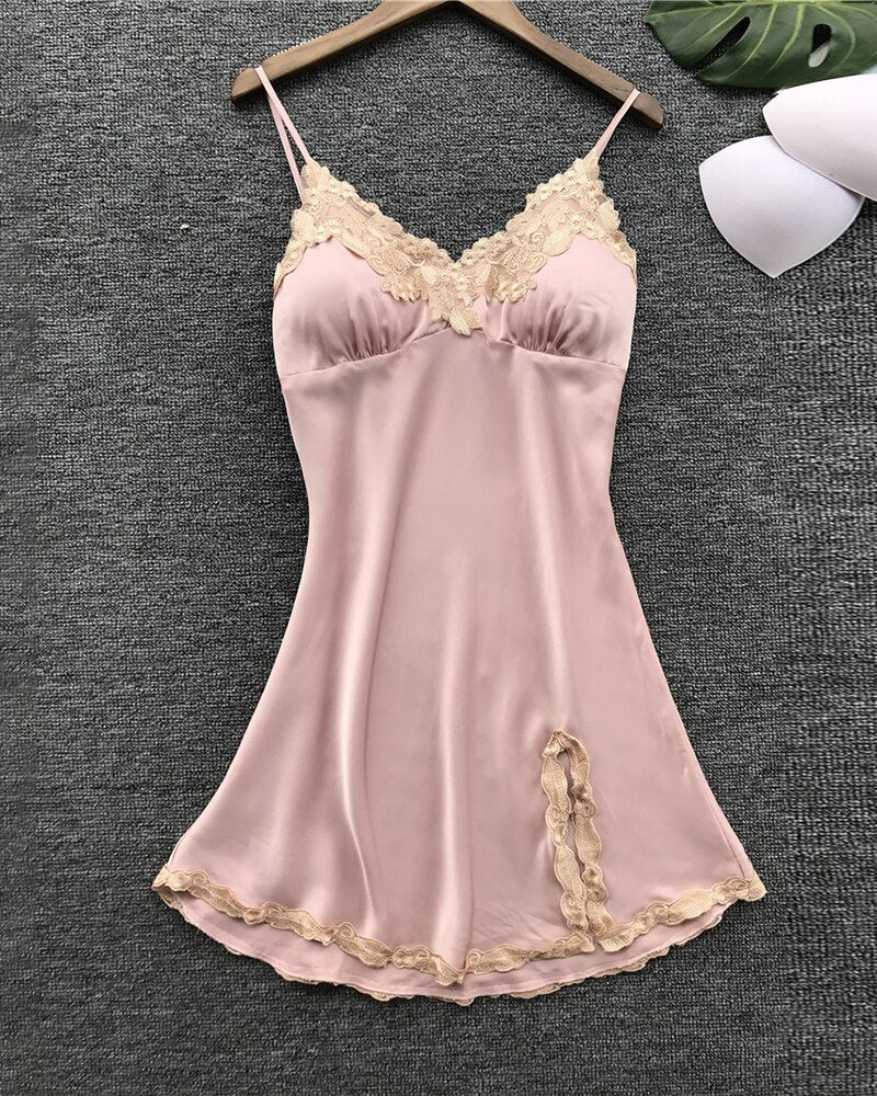 Women Sexy Elegant Slit Mini Sleepwear