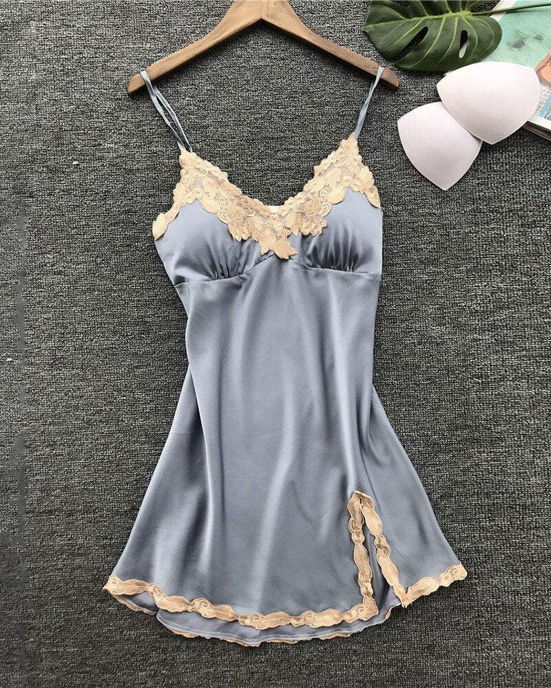 Women Sexy Elegant Slit Mini Sleepwear