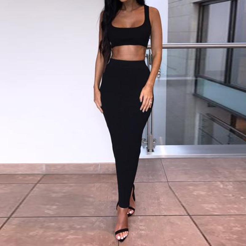 Summer Knit Skirt Set Women Knitted Suit
