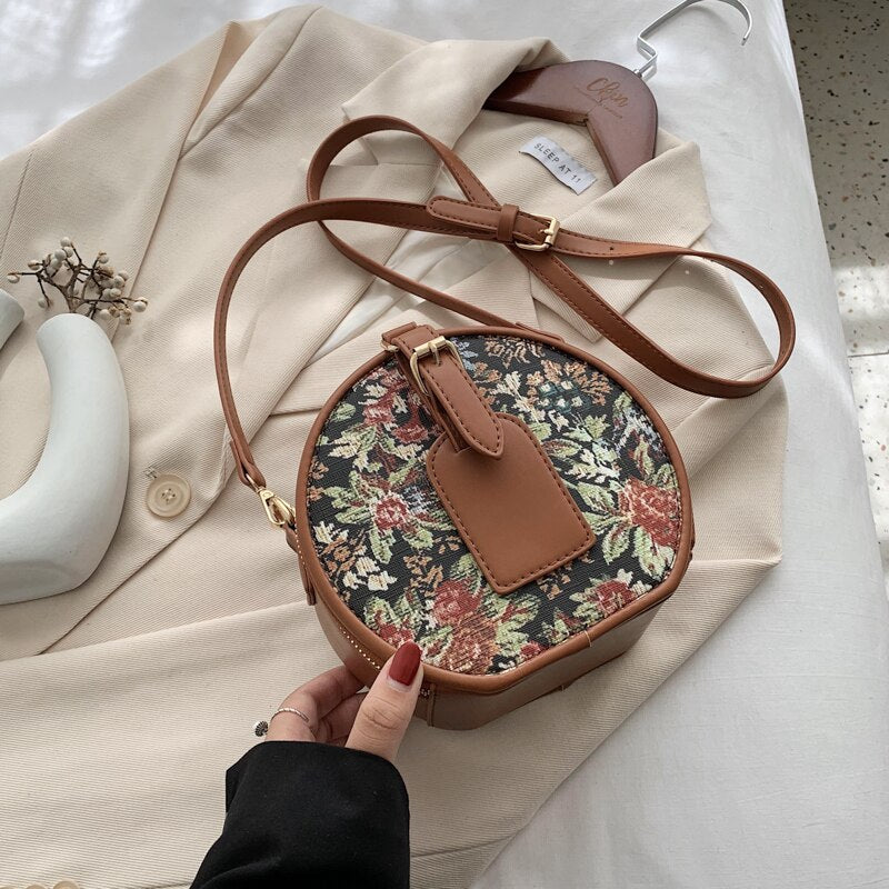 Round Small PU Leather Crossbody Bags