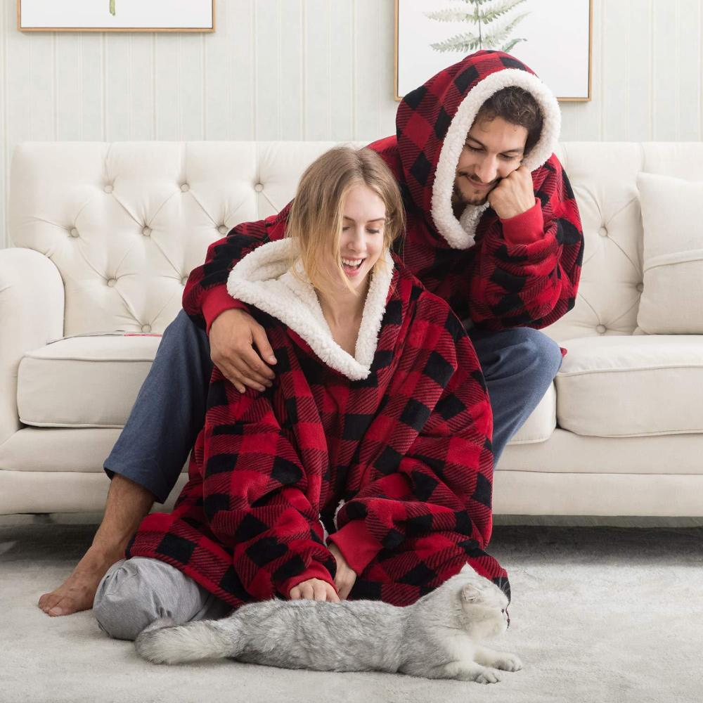 Winter Hoodie Blanket Women Long Sweatshirt