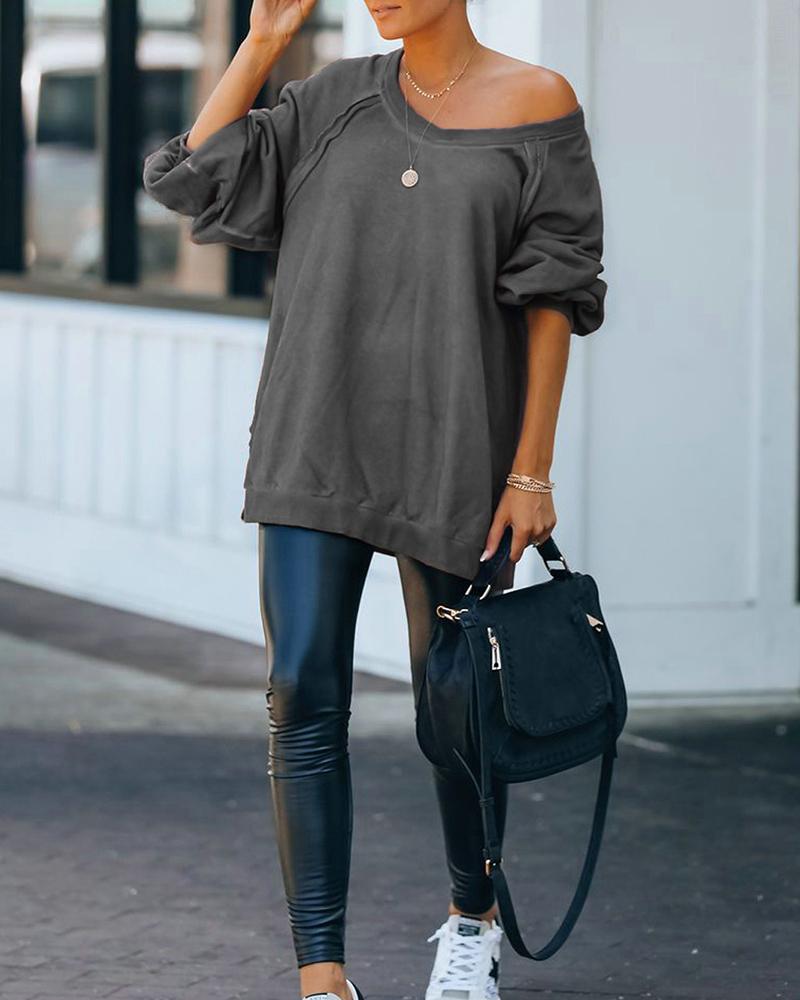 Women Autumn Spring Fashion Round Neck Hoodie Sweatshirt