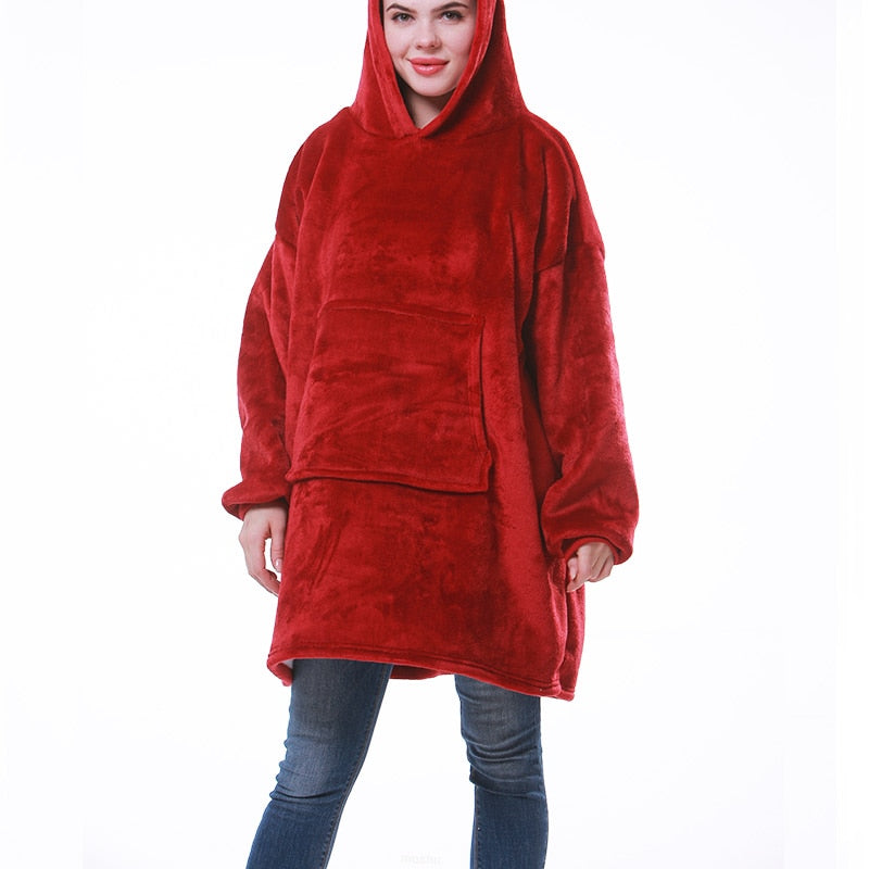 Winter Hoodie Blanket Women Long Sweatshirt