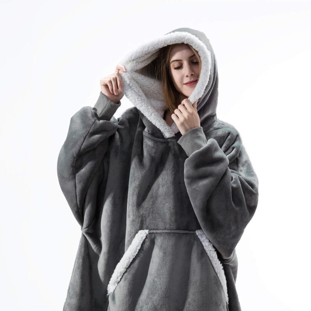 Winter Hoodie Blanket Women Long Sweatshirt