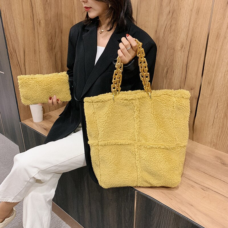 Plush Chain Handbag for Women