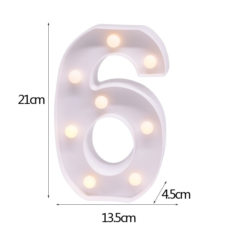White Letter & Number LED Night Light