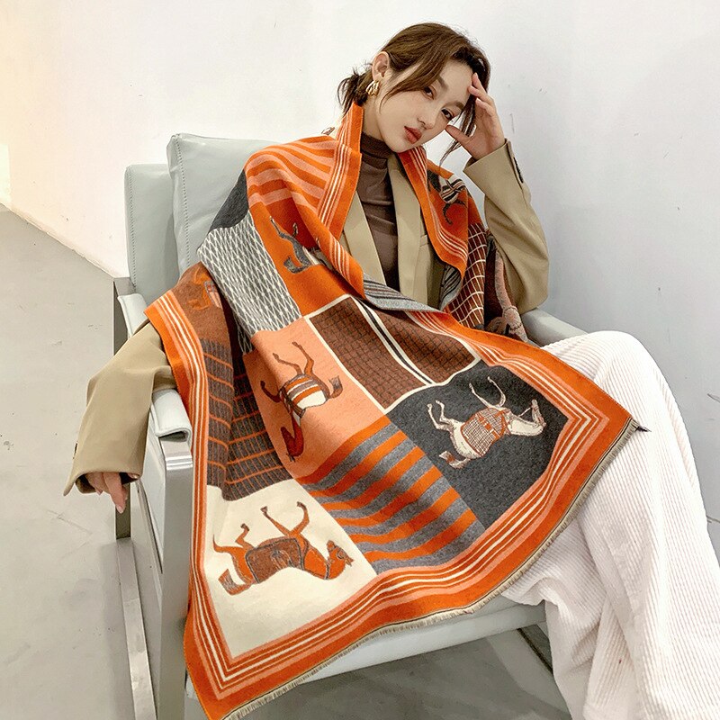 Women Luxury Cashmere Scarf Winter