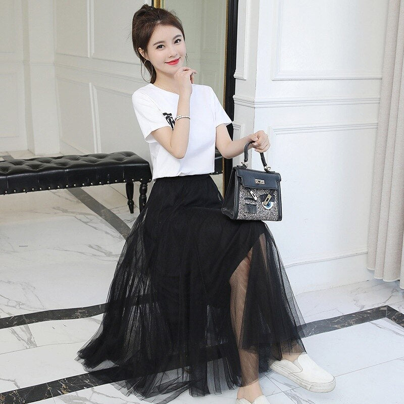 Women Skirt  Sleeve T-shirt