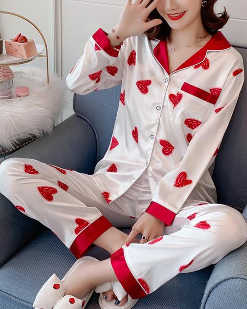 Women Satin Two-Piece Pajama