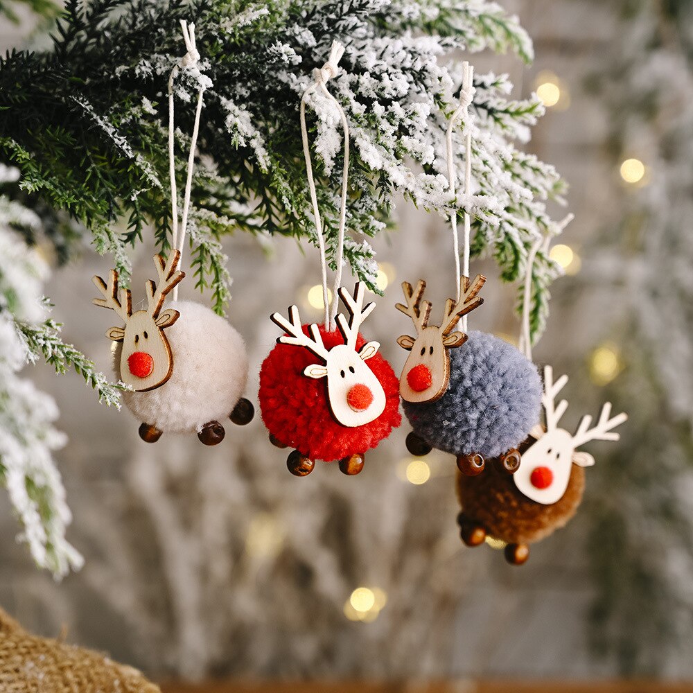 Wooden Elk Christmas Decoration Tree Cute Hanging Decor