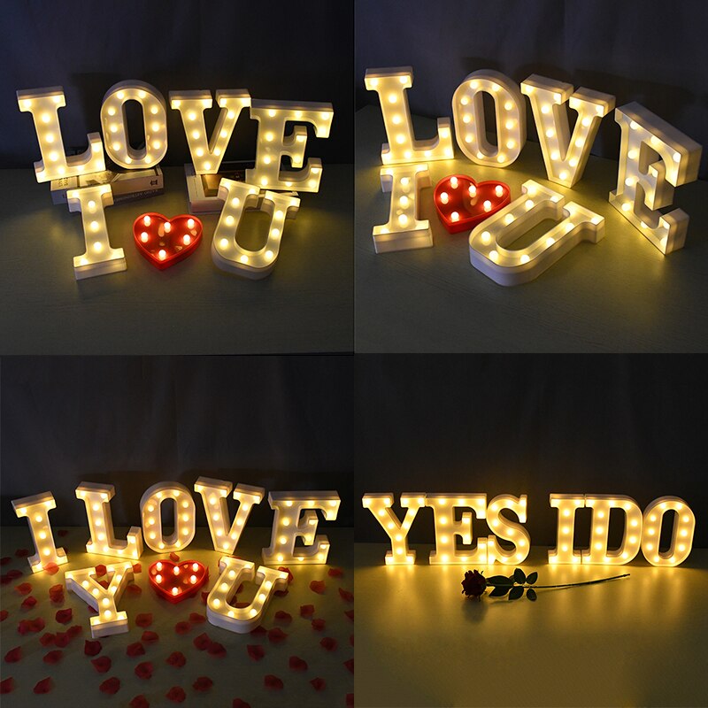 White Letter & Number LED Night Light