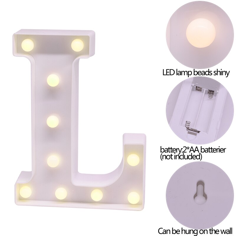 White Letter & Number LED Night Light