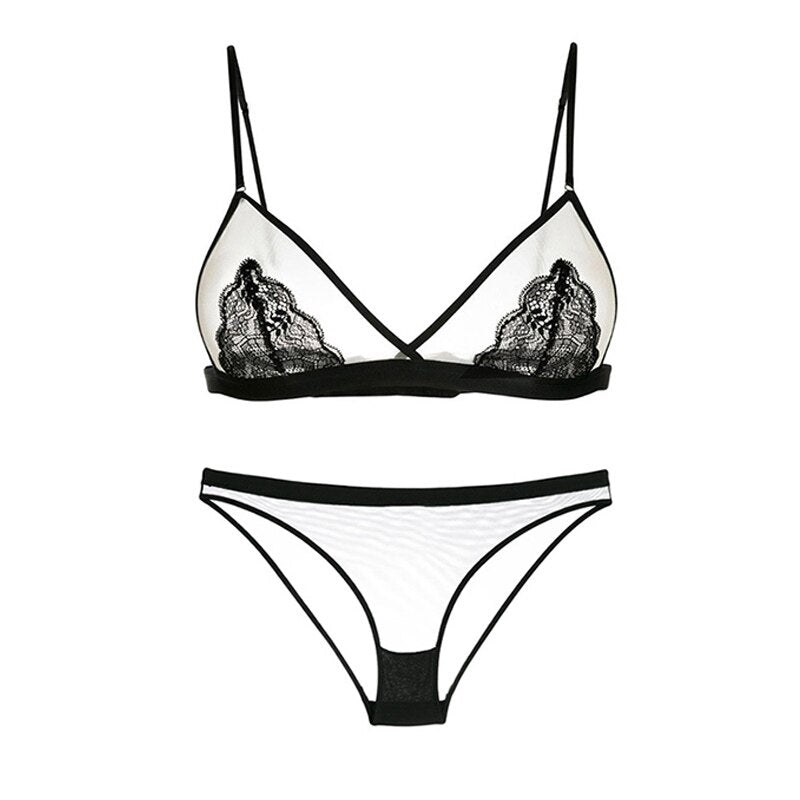 Sexy Bra Set Wire Free Transparent  Lingerie