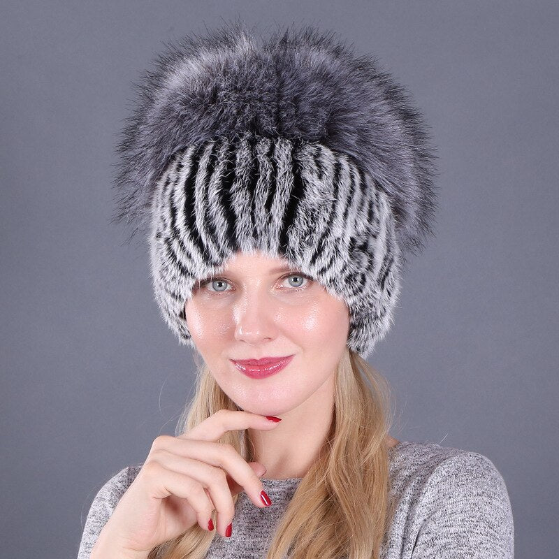 winter rabbit fur hat