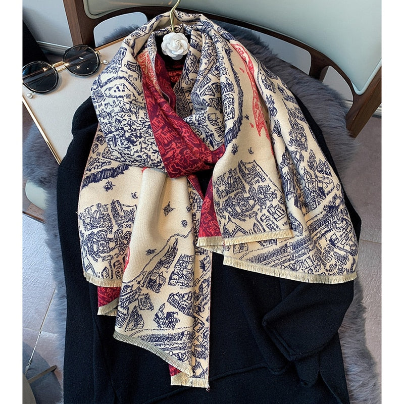 Women Luxury Cashmere Scarf Winter