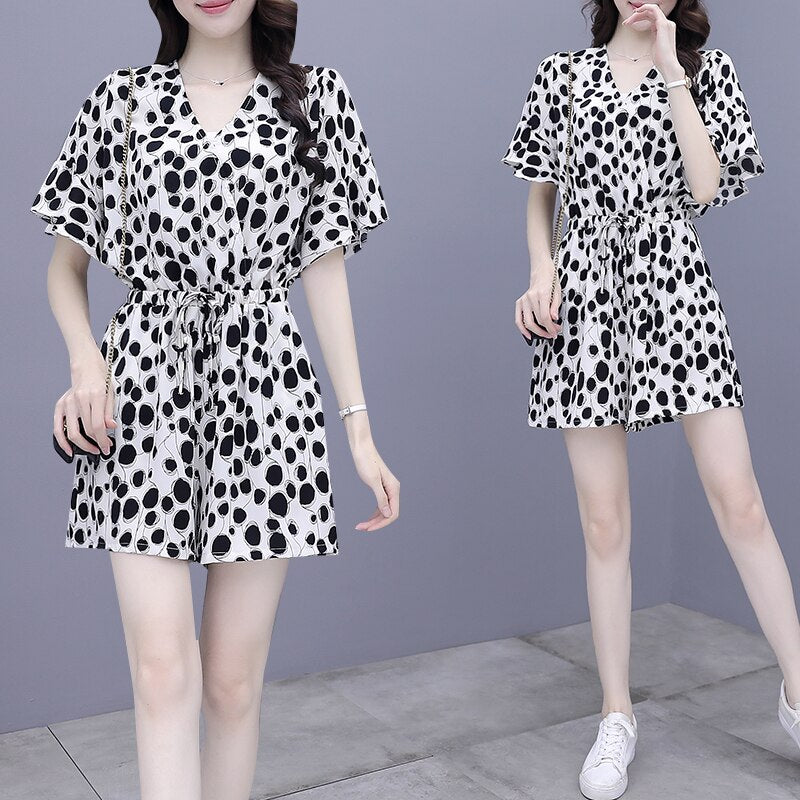 New Women V-neck Short Jumpsuit