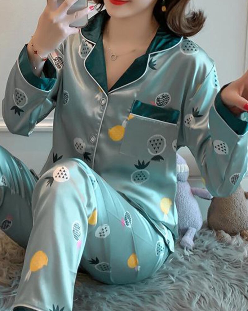 Women Satin Two-Piece Pajama