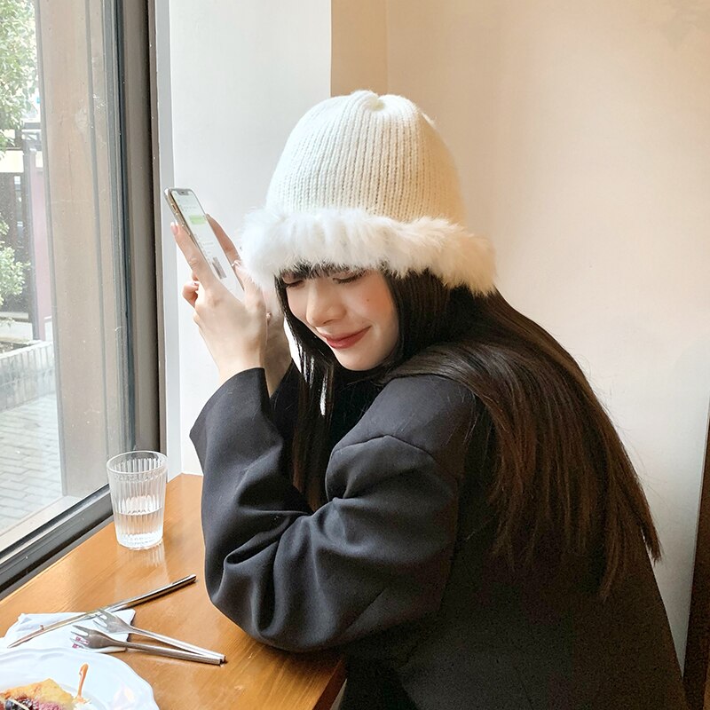 New Solid color Real Rex Rabbit Hair cap