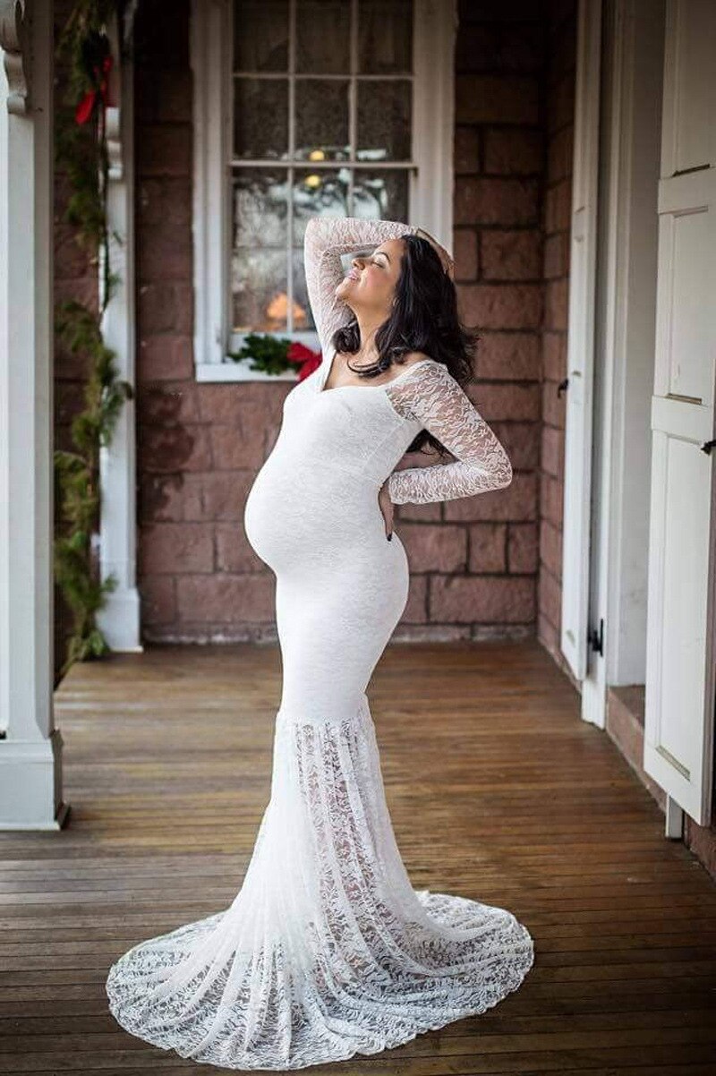 Lace Long Tail Maternity Dresses