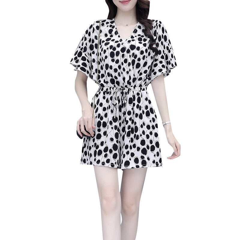 New Women V-neck Short Jumpsuit
