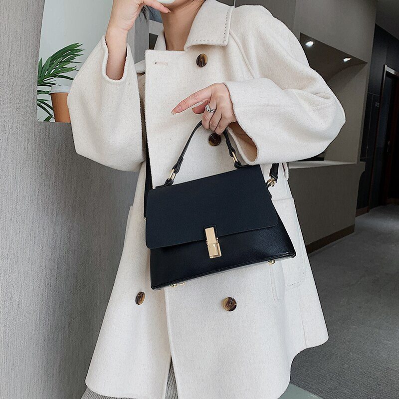 Suede Leather Black Crossbody Bag