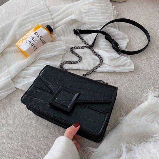 Stone Pattern Leather Crossbody Bags