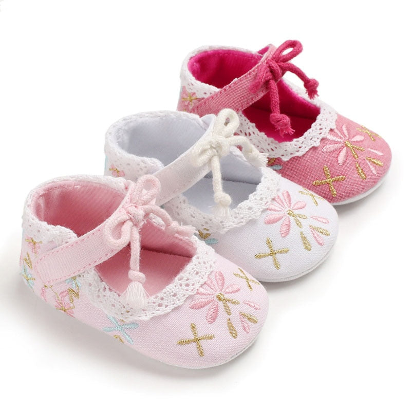 New Flower Embroidery Baby Girl Shoes
