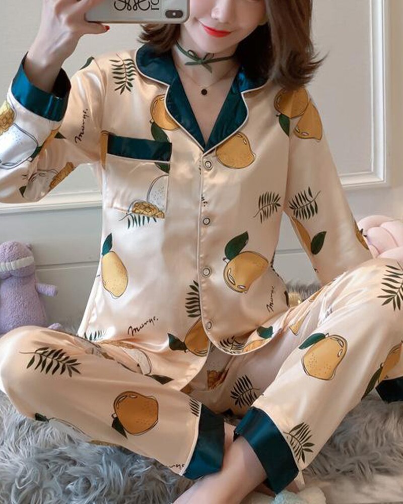 Women Satin Two-Piece Pajama