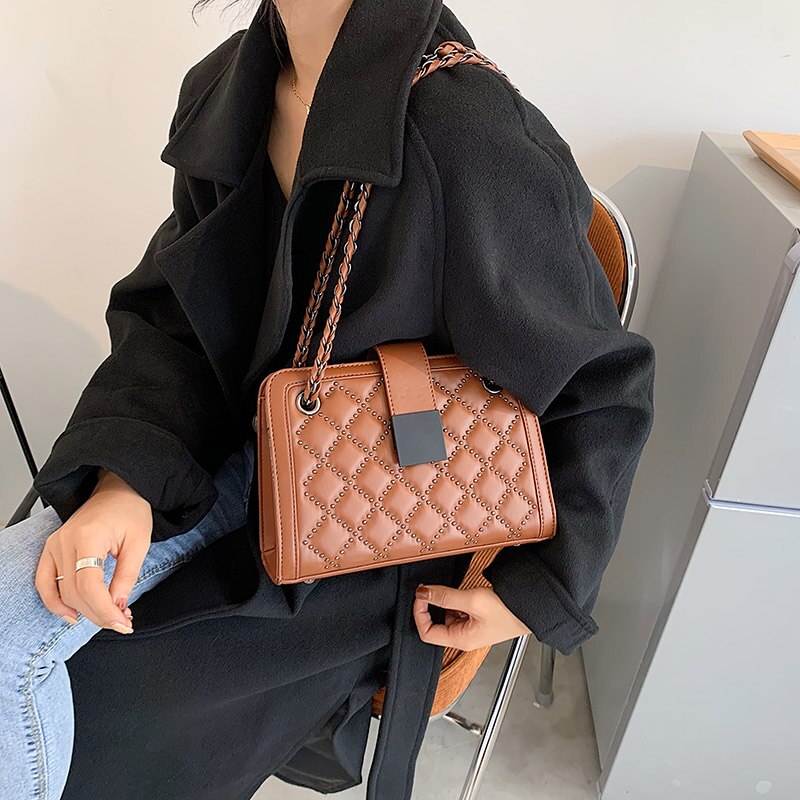 Rivet Designer PU Leather Crossbody Bags