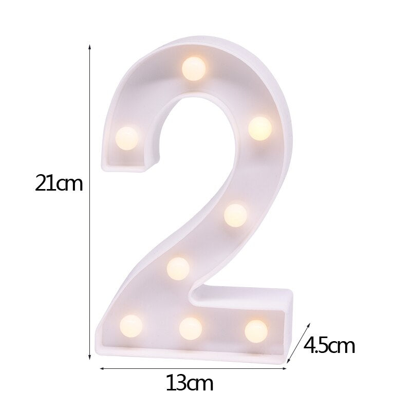White Letter & Number LED Night Light