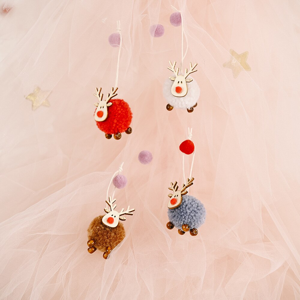 Wooden Elk Christmas Decoration Tree Cute Hanging Decor
