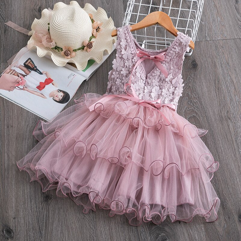 Red Lace Flower Dress