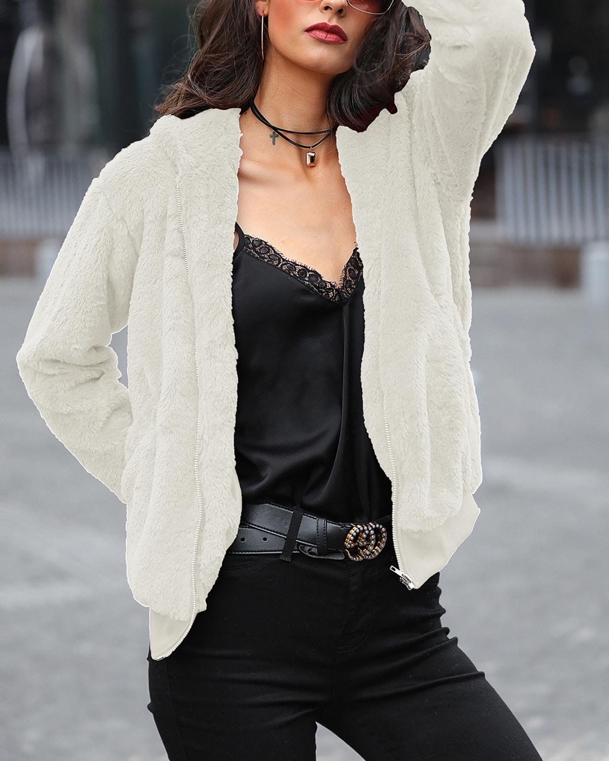 Winter Women Elegant Casual Fur Coat