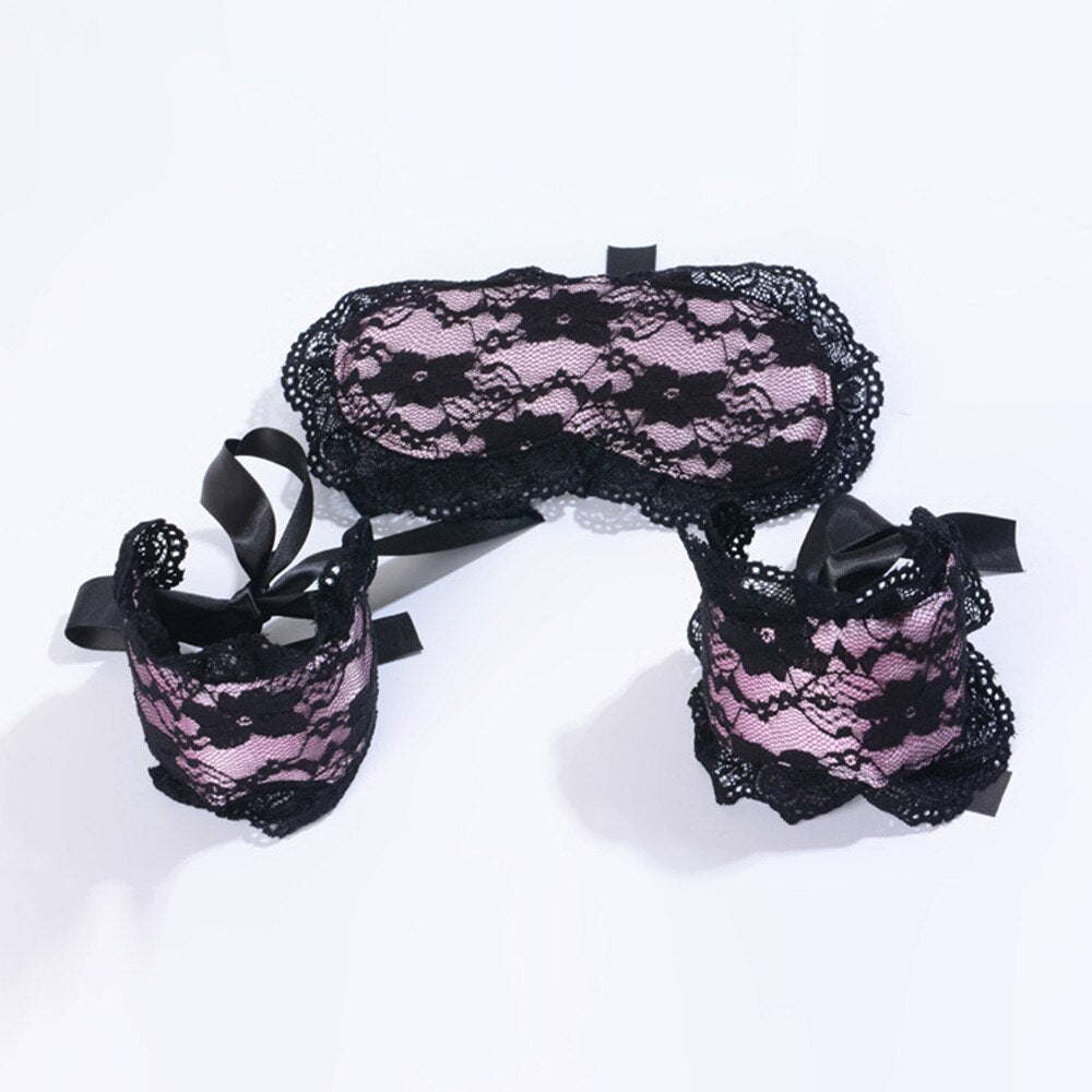 Sexy Black Lace Eye Mask Handcuffs Bracelet