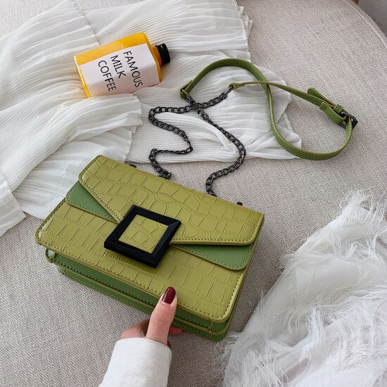 Stone Pattern Leather Crossbody Bags