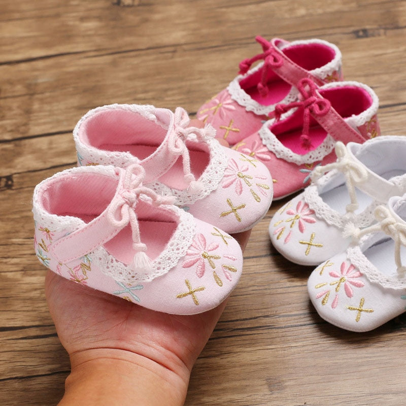 New Flower Embroidery Baby Girl Shoes
