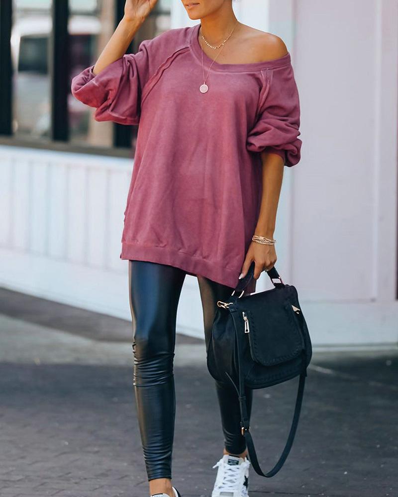 Women Autumn Spring Fashion Round Neck Hoodie Sweatshirt