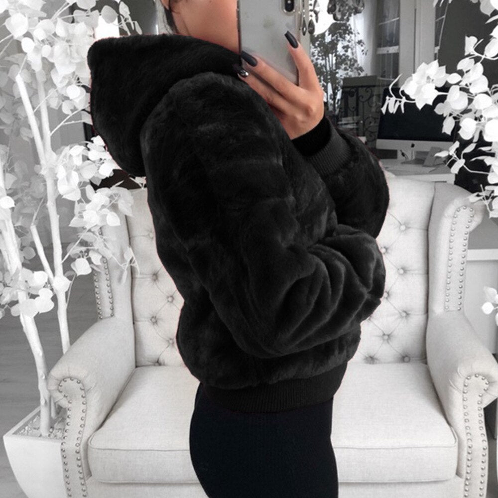 Winter Women Elegant Casual Fur Coat