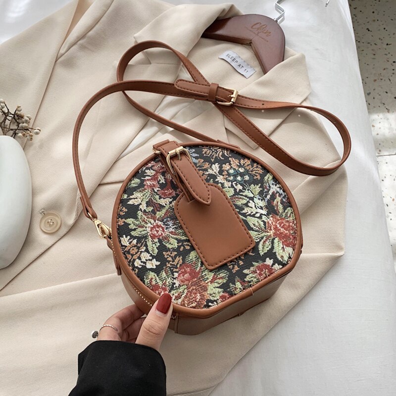 Round Small PU Leather Crossbody Bags