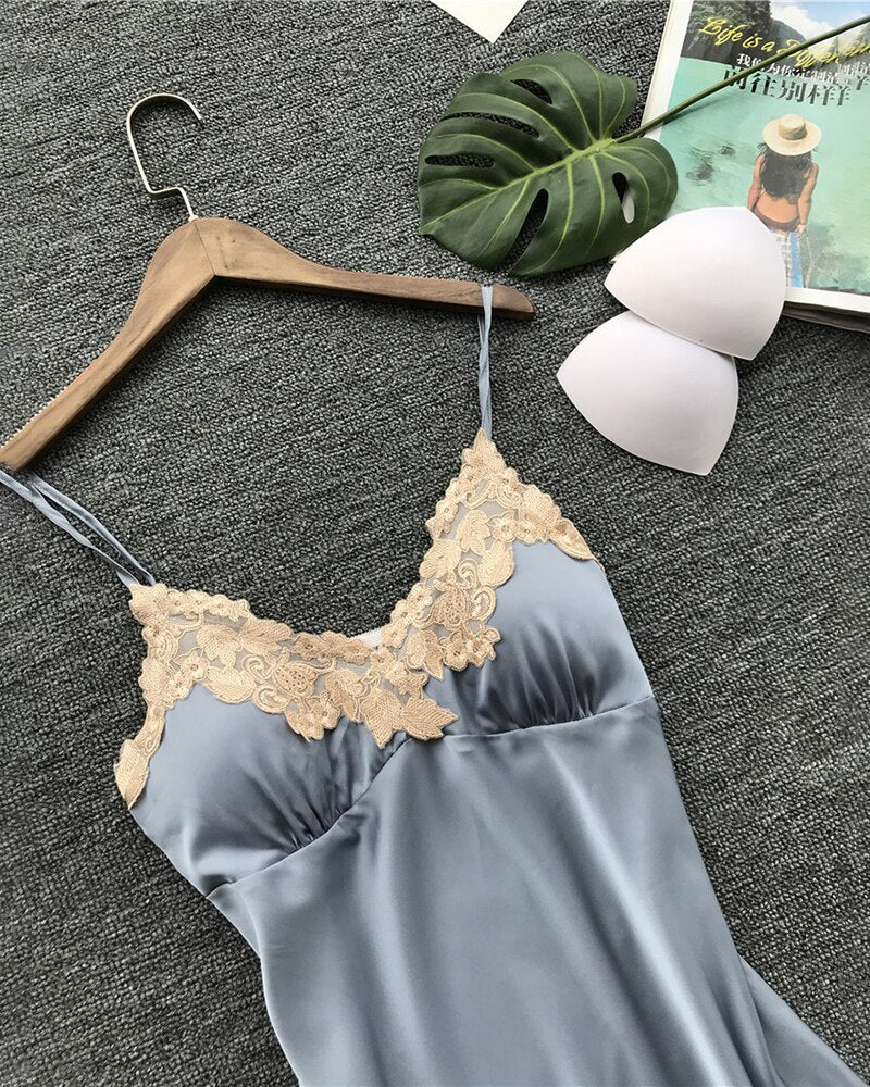 Women Sexy Elegant Slit Mini Sleepwear