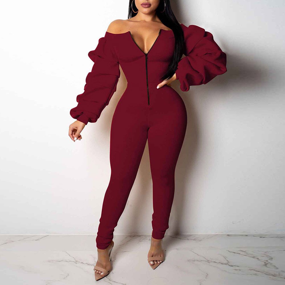Women Sexy Slim Jumpsuit Zipper