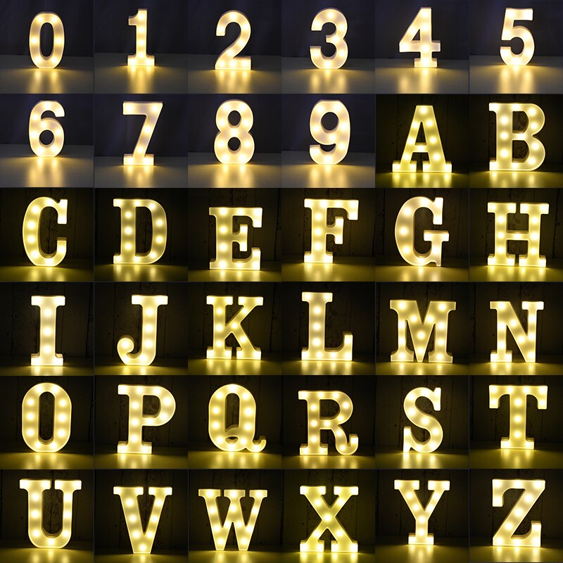 White Letter & Number LED Night Light