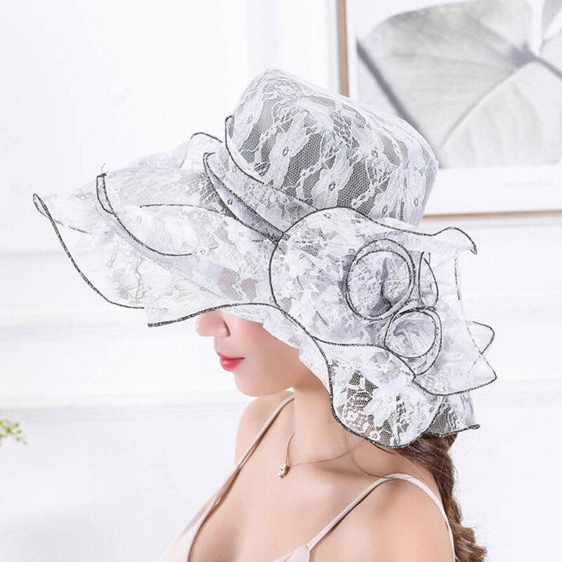Summer Organza Brim Sun Caps