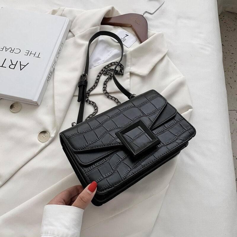 Stone Pattern Leather Crossbody Bags