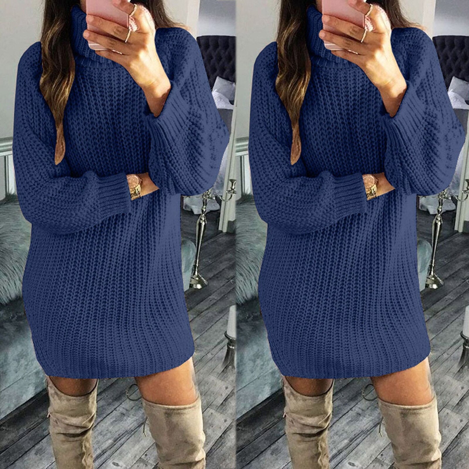 Women Sleeve Sweater Dress