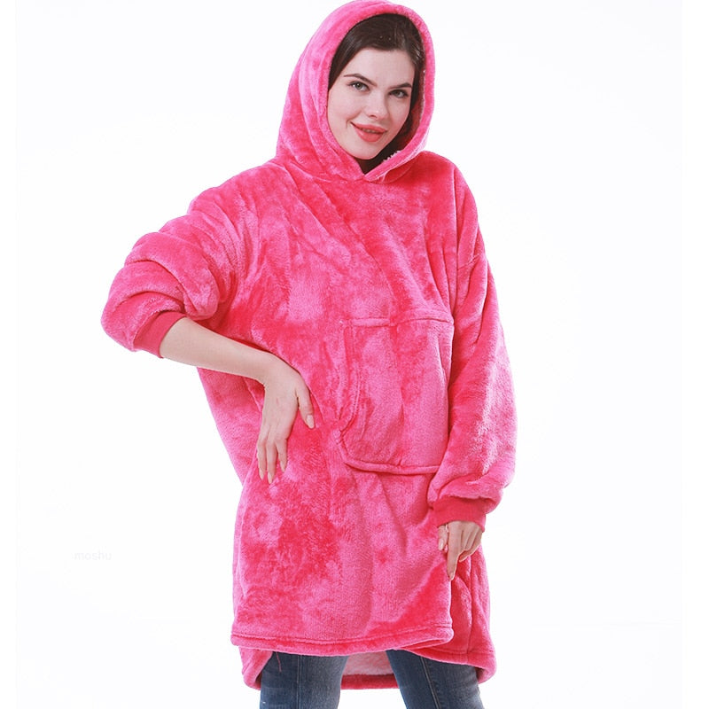 Winter Hoodie Blanket Women Long Sweatshirt