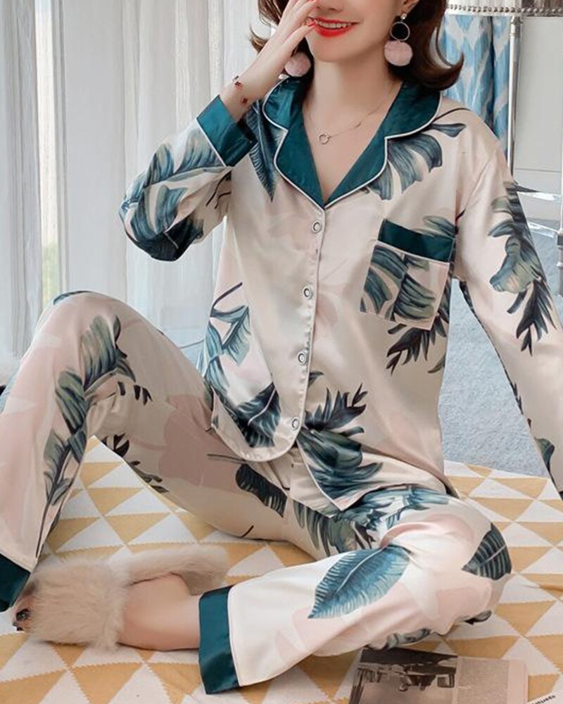 Women Satin Two-Piece Pajama