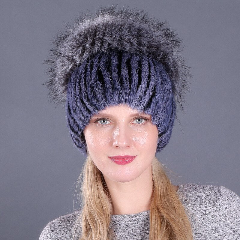 winter rabbit fur hat